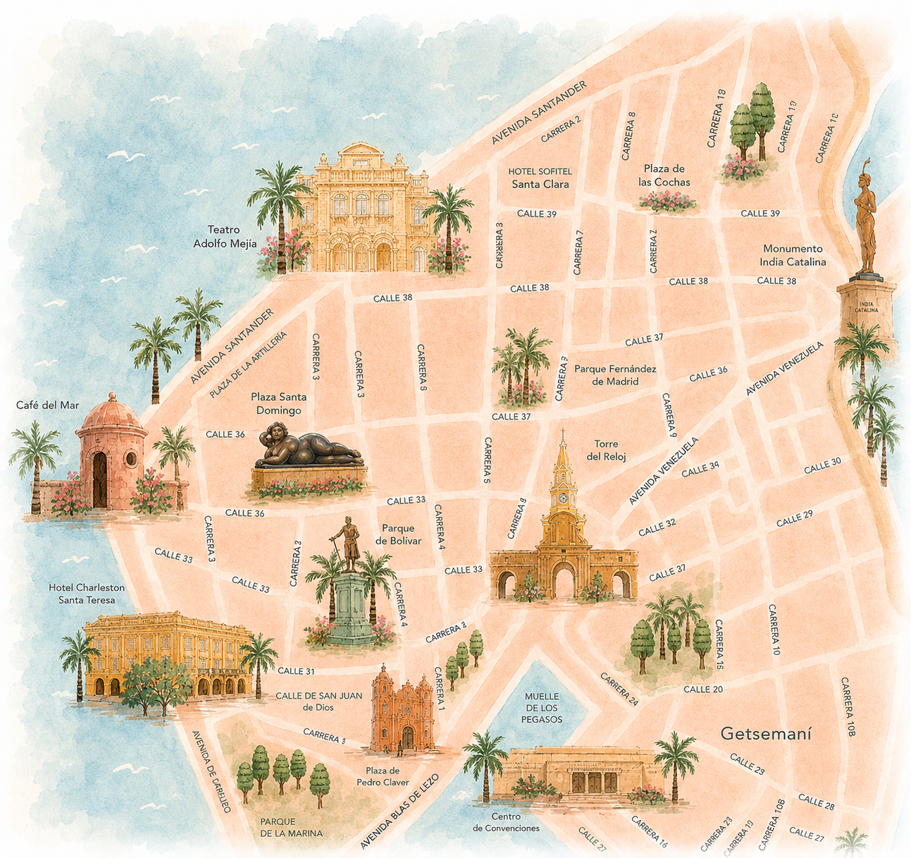 Map of Cartagena historic center